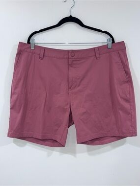 RHONE Men's Stretch Flat-Front Shorts Dusty Rose